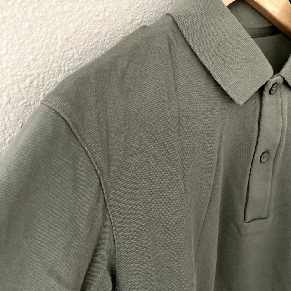 Uniqlo AIRism Cotton Pique Polo Shirt Olive Green Medium - Picture 3 of 7